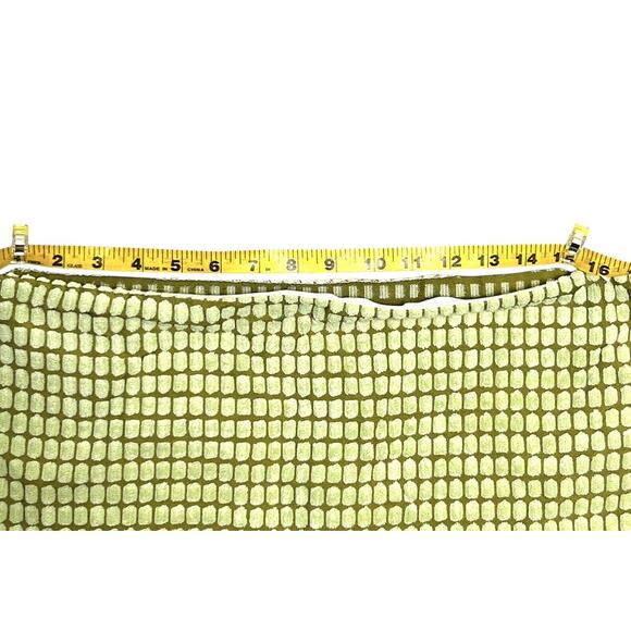 Two 20x20 Throw Pillow Cushion Cover MCM Atomic Green Velvet Textured Geometric - Picture 8 of 9